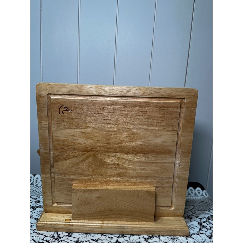 Ducks Unlimited Wooden Knife Block and Cutting Board Set Mallard Logo Rustic